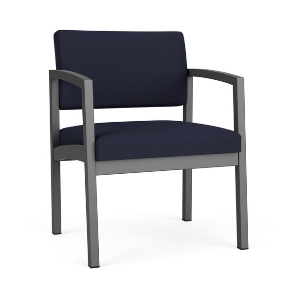 Lesro Lenox Steel Wide Guest Chair Metal Frame, Charcoal, OH Navy Upholstery LS1201 - main